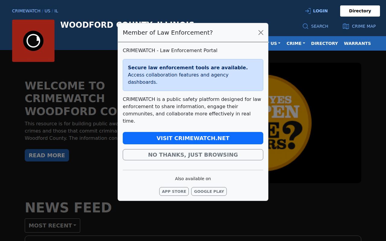 CRIMEWATCH Woodford agency-administered arrests and warrants portal