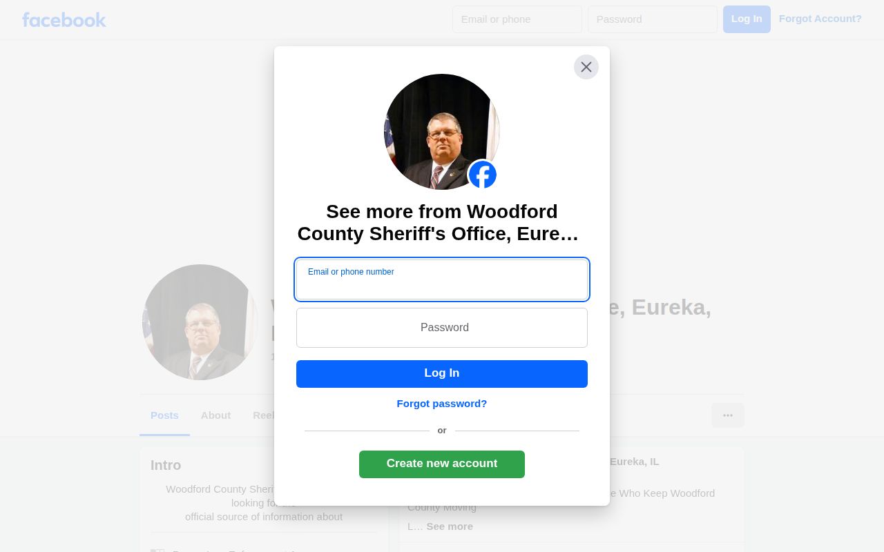 Official Woodford County Sheriff Facebook page used for selected agency announcements
